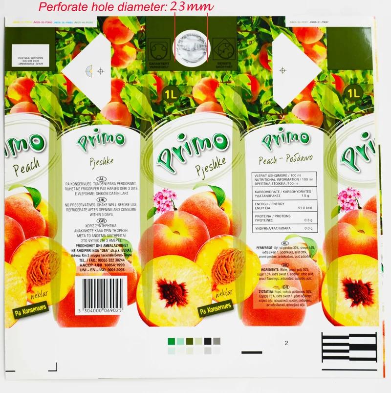 200ml Base Aseptic carton packaging composited materials for liquid package